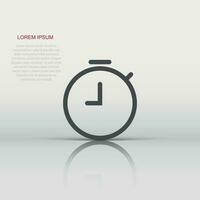 Clock timer icon in flat style. Time alarm illustration on white isolated background. Stopwatch clock business concept. vector