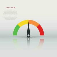 Meter dashboard icon in flat style. Credit score indicator level vector illustration on white isolated background. Gauges with measure scale business concept.