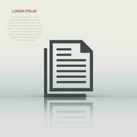 Document note icon in flat style. Paper sheet vector illustration on white isolated background. Notepad document business concept.