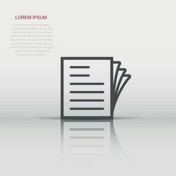 documento Nota icono en plano estilo. papel sábana vector ilustración en blanco aislado antecedentes. bloc documento negocio concepto.
