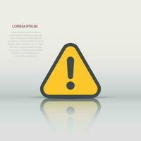 Exclamation mark icon in flat style. Danger alarm vector illustration on white isolated background. Caution risk business concept.