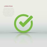 Check mark icon in flat style. Ok, accept vector illustration on white isolated background. Tick business concept.