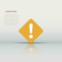 Exclamation mark icon in flat style. Danger alarm vector illustration on white isolated background. Caution risk business concept.