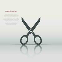 Vector scissors icon in flat style. Scissor sign illustration pictogram. Shear business concept.