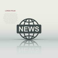 Vector globe news icon in flat style. World news sign illustration pictogram. Newsletter business concept.