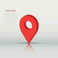 3D map pointer in flat style. Gps navigation mark illustration on white isolated background. Pointer destination concept. vector