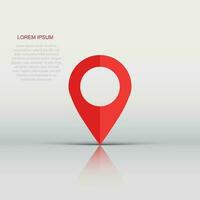 Pin map icon in flat style. Gps navigation vector illustration on white isolated background. Target destination business concept.