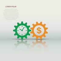 Business and finance management icon in flat style. Time is money illustration on white isolated background. Financial strategy business concept. vector