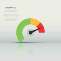 Meter dashboard icon in flat style. Credit score indicator level vector illustration on white isolated background. Gauges with measure scale business concept.