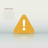 Exclamation mark icon in flat style. Danger alarm vector illustration on white isolated background. Caution risk business concept.