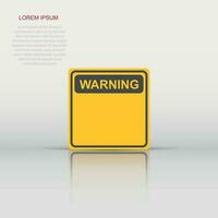 Warning, caution sign icon in flat style. Danger alarm vector illustration on white isolated background. Alert risk business concept.