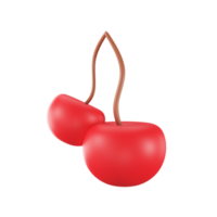 Realistic Cherries on PNG Background.