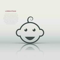 Vector newborn baby face icon in flat style. Child sign illustration pictogram. Baby business concept.