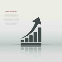 Vector growth chart icon in flat style. Grow diagram sign illustration pictogram. Increase arrow business concept.