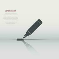 Highlighter marker pen icon in flat style. Highlight illustration on white isolated background. Office stationery concept. vector