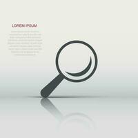 Magnifying glass vector icon in flat style. Search magnifier illustration on white isolated background. Find search business concept.