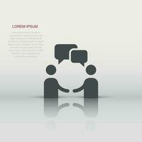Talk people icon in flat style. Man with speech bubble illustration on white isolated background. Talk chat business concept. vector