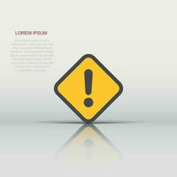 Exclamation mark icon in flat style. Danger alarm vector illustration on white isolated background. Caution risk business concept.