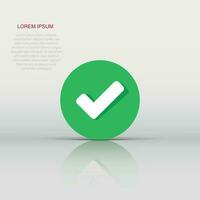Check mark icon in flat style. Ok, accept vector illustration on white isolated background. Tick business concept.
