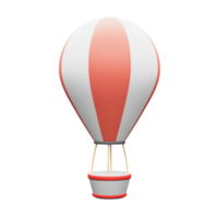 3D Render Orange And White Hot Air Balloon. png