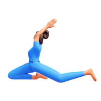 3D Young Lady Practicing Yoga. png