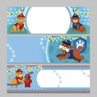 Cute Police and Fireman Dog Party Banner vector