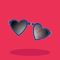 One side broken glasses of different heart shapes vector design