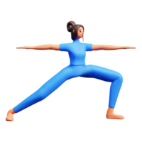 3d joven dama practicando yoga. png