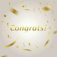 A picture of a gold confetti with the words congratulations in the middle of it. vector