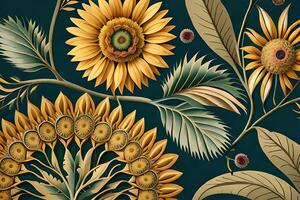 beautiful sunflowers repeating pattern photo