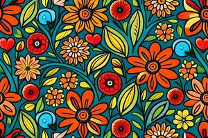 Beautiful flowers repeating pattern photo