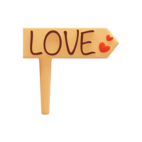 3d geven van liefde houten uithangbord element. png