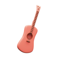 Isolated 3D Rendering Red Guitar. png