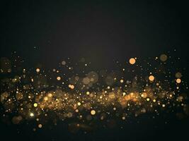 Abstract Golden Bokeh Lights Effect on Black Background. vector