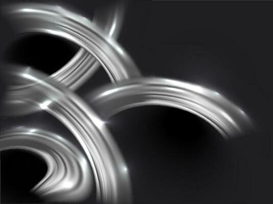 Abstract Silver Curve Light Effect on Black Background.