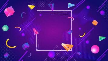 3D colorful abstract geometric elements decorated on purple background with space for your message. vector