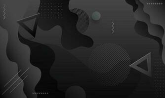 Abstract Black Background with Geometric Elements and Wavy Pattern. vector