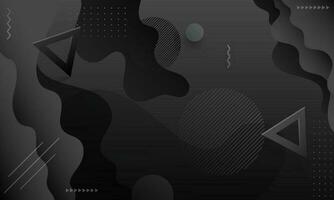 Abstract Black Background with Geometric Elements and Wavy Pattern. vector