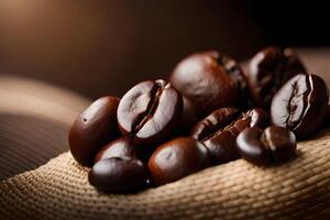 coffee beans on wooden table photo
