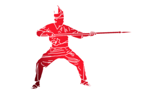 icon Nusantara warrior movement pattern with hold spear png