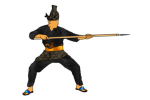 Malay Nusantara warrior movement pattern with hold spear png