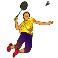 ícone jogador badminton fazendo esmagar técnica png