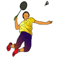 ícone jogador badminton fazendo esmagar técnica png