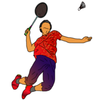 ícone jogador badminton fazendo esmagar técnica png