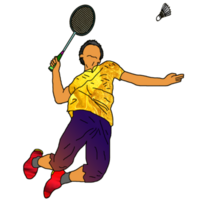 ícone jogador badminton fazendo esmagar técnica png