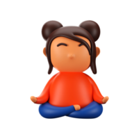 3d cartone animato ragazza fare yoga. png