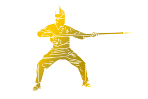 icon Nusantara warrior movement pattern with hold spear png