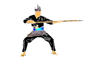 icon Nusantara warrior movement pattern with hold spear png