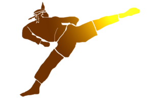 icon Nusantara warrior  jump doing turning kick png