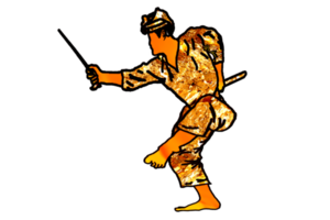 icon Malay warrior step dance with hold traditional weapon had curve balde png